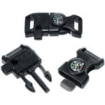 10 Piece Pack Black 5/8 Inch Compass Flint Firestarter Scraper Whistle Utility Buckles - Ideal for Camping, Paracord Bracelets, Outdoors, Emergency, Travel, Survival, Travel Kits