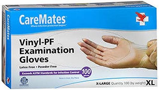 CareMates Vinyl Medical Exam Gloves, Latex Free Rubber, Powder Free, Extra Strong, 4 Mil Thick, Certified for Home Infusion, First Aid, Food Safe, Cleaning Gloves, X-Large, 100-Pack
