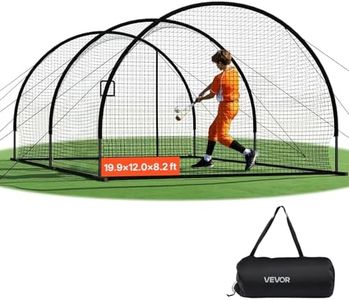 VEVOR Baseball Batting Cage, 19.9 x 12.0 x 8.2 FT Freestanding Portable Batting Cage, Hitting Cages with 30-Ply Knotted HDPE & Pitching Machine Opening, Battings Cages Netting for Indoor Outdoor