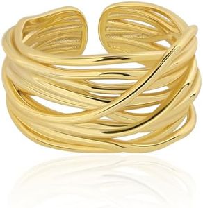 Meissa Gold Thumb Rings for Women Girls Statement Ring Hammered Chunky Band Rings Fashion Wide Band Stackable Index Finger Ring Size Adjustable, Gold