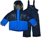 Arctic Quest Boys Ski Jacket and Snowbib Snowsuit Set 2 Piece Zip Up Jacket and Overall Snowsuit Set, Night PRT Color-Blocked, 7