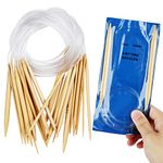 Coopay Circular Knitting Needles Set, Long 80cm 32 inch Lightweight Bamboo Circular Needles With Case, Sizes Printed, Include 10 9.0 8.0mm Large Size UK Full Set, for Tiny and Large Knitting Projects