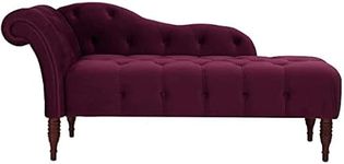 SHINE WOOD ART Velvet Modern Tuffted Chesterfield Chaise Lounge (Maroon) (153 X 63 X 76)