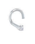 14k White Gold Nose Ring Screw 1.5mm Round CZ 18G