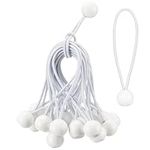 PRETEX Bungee Cords with Balls - Set of 25pcs x 6 inch Universal Elastic Cord w/Ball Ties - Heavy Duty Bungees Perfect for Tent, Canopy & Tarp Tie Down - White