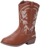 bebe Girls' Western Cowgirl Boot with Contrast Stiching, Size 2 Little Kid, Cognac'