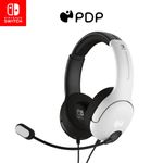 PDP Gaming AIRLITE Stereo Headset with Mic for Nintendo Switch/Switch Lite/OLED - Wired Power Noise Cancelling Microphone, Lightweight, Soft Comfort On Ear Headphones (Black & White)