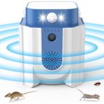 Ultrasonic Rodent Repeller (22-50kHz), 2026 Upgraded Mouse Repellent Indoor with PIR Motion Sensor, Strobe Lights & Frequency Conversion Ultrasound, Plug & Play, Pest Control for Home, Attic, Garage
