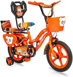 HI-Fast 14 inch Kids Cycle for Boys & Girls 2 to 5 Years with Back Seat & Training Wheels (95% Assembled), (Orange),Rigid