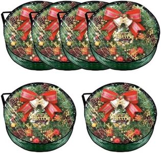 Garvee 6 Pack Christmas Wreath Storage Bags, Waterproof Clear PVC/PE Wreath Storage Containers with Sturdy Handles & Zippers, Holiday Decor Storage Organizer for Xmas and Seasonal Decorations, Green