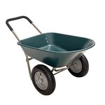 Heavy Duty Green Garden Trolley Wheelbarrow 85L Plastic Yard Barrow Cart Wagon Dump Wheelbarrow Tipper Truck 2Wheel (2 wheel-green)