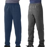 TEX2FIT 2-Pack Boys' 7-16yrs Fleece Jogger Pants (Dark Grey/Blue Melange, Large (12-14))