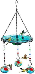Headak Life Hummingbird Feeder and Bird Bath for Outdoors 2-in-1 for Small Birds - Hummingbird Bath Fountain with 3 Red Feeder Pots - Hanging Solar Bird Bath Fountains