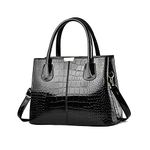 NICOLE & DORIS Top Handle Bags for Women Handbag Fashion Shoulder Bag PU Leather Patent Bag Exquisite Tote Bag for Casual Work Shopping Black