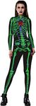 Carprinass Women's Novelty Rose Skeleton Jumpsuits Slim Fitted Bodysuits XL