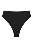 Colloyes Women's High Waisted High Cut Thong Bikini Bottom Black Size Large