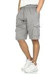 JMIERR Mens Shorts Casual Cotton Drawstring Elastic Waist Jogger Athletic Workout Gym Cargo Sweat Shorts with Pockets, L, Light Grey