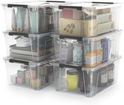 WYT Clear Storage Latch Bins, 6-Pack Storage Organizer Box with Handle and Lids, 5-Litre