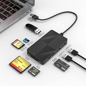 8 en 1 USB A Lector de Tarjetas Lector SD Micro SD CF MS Múltiple Card Reader Hub, Adaptador Tarjetas de Memoria Compact Flash 5 Gbps Card Reader Compatible con SDXC SDHC CFI TF Micro SD SDXC MMC