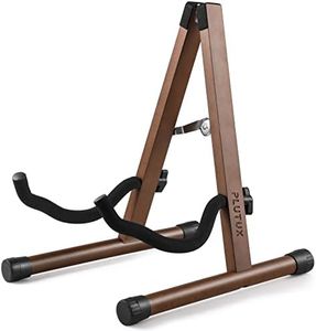 PlutuX Soporte de Guitarra Universal Plegable pie Guitarra Acústica Eléctrica Bajo Ukelele Bass Soporte para Guitarra de Madera Dura Natural