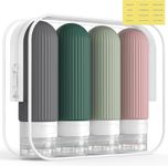 Lyrovo Travel Bottles Kit for Toiletries Organizer BPA Free 90ml Silicone Size Containers Portable Split Bottle Accessories for Conditioner Shampoo Lotion - 4 Pack (Morandi)