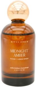 River Birch Luxury Linen and Room Spray - Midnight Amber Home Signature Scent - Room Fragrance Spray - Fragrant Fresh Linen Air Freshener - Handmade in Texas - 4 oz Glass Amber Gold Top