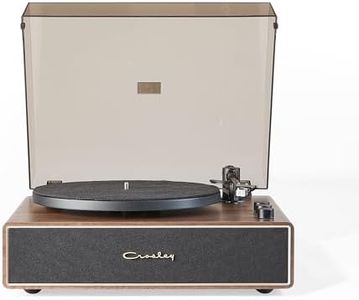 Crosley Stave Vinyl Record Player with Speakers - 2 Speed Bluetooth Turntable, 60W Built-in Sound System & Audio-Technica Cartridge - Modern Wood Design with EQ Controls for Superior Playback