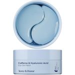 Terez & Honor Caffeine Eye Patches: 30 Pairs Korean Under Eye Hydrogel Masks for Puffiness, Dark Circles, Bags & Wrinkles, with Hyaluronic Acid - Hydrating & Cooling Skincare Pads, Vegan, No Fragrance