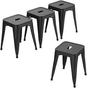 HAOBO Home Industrial Metal Barstools Classroom Stools Short Stools [Set of 4] Stackable for Indoor/Outdoor 18" Dining Chair
