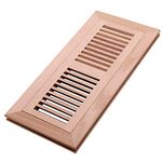 SANYCASA Red Oak Floor Register 4x12 Inch (Duct Opening) with Metal Damper Wooden Flush Mount Floor Vent 3/4 Inch Thickness Unfinished