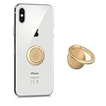 kwmobile Phone Ring Holder Stand - Gold Finger Grip and Kickstand for Cases and Back of Phones - Self-Adhesive Stick-On Mount - Round Design