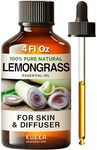 Kukka Lemongrass Essential Oil for Diffuser - 100% Natural Essential Oils Lemongrass Oil for Hair - Cleansing & Nourishing Lemon Grass Essentials Oil for Skin (118ml)