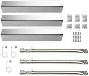 Votenli S9505A (3-Pack) Replacement Parts for Chargriller 3001 3030 4000 5050 5072,5252, 5650,4208 Stainless Steel Burner and Stainless Steel Heat Plates