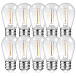 Poinivo S14 1W LED Light Bulb,E27 Vintage Edison Light Bulbs,1W E27 LED Bulb,2200K Warm White Bulb,Replaces 5W Light Bulbs,Retro Vintage Light Bulbs,Clear,Plastic,for Fairy Lights,Non-Dimmable,10 Pack