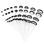 Kawn® 18 Pieces Ear Gauges Stretching Kit Plugs Taper 14G-00G Expanders Clear