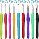 H&S Crochet Hooks Set 9pcs Aluminium Soft Grip Rubber Handle Needles with 12 Knitting Crochet Locking Stitch Markers 2mm 2.5mm 3mm 3.5mm 4mm 4.5mm 5mm 5.5mm 6mm