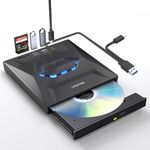 Unitek External CD DVD Drive, USB C Portable CD/DVD +/-RW Drive/DVD Player with SD Card Reader USB 3.0 USB C Hub CD ROM Burner Compatible with Laptop Desktop PC Windows Linux OS Apple Mac