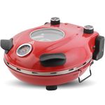 Klaif Electric Pizza Oven, Visible Glass Window, 4-minites Pizza Maker with 31cm Ceramic Stone, 5 Temp Settings 420°C Max, 1200W Red