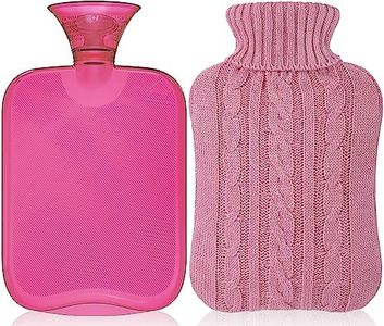 Attmu Classic Rubber Transparent Hot Water Bottle 2 Liter with Knit Cover - Pink