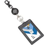 Wisdompro Retractable Reel with Heavy Duty Vertical 2-Sided PU Leather ID Badge Holder and Key Ring -