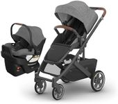 UPPAbaby Cruz V3 Stroller + Aria V2 Lightweight Car Seat Travel System Combo – Toddler Seat, Bumper Bar, Bug and Rain Shield, Car Seat Base, and Infant Insert Included – Greyson (Charcoal Mélange)
