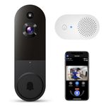 Guggre 1080P Smart Video Doorbell Camera with Chime, Intelligent AI Human Detection, Cloud Storage, Two-Way Audio, IR Night Vision, Live View, Wide Angle Lens, Indoor/Outdoor Surveillance (Black)