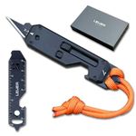 Lever Gear Edge XT - Mini Utility Knife Keychain Multitool w/ 10 Tools - Retractable Razor Blade Mini Box Cutter OTF Knife - Small EDC Pocket Knives for Men Gift Bottle Opener (Black-orng)