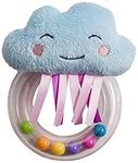 Taf Toys Cheerful Cloud Newborn Baby Rattle. Soft Plush Toddler Sensory Ring Rattle with Ribbons. Easy to Grab. Colourful Beads. Suitable for Boys & Girls from Birth