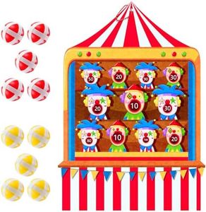 TEASIK Carnival Birthday Party Decorations - Dart Board with 10 Sticky Balls,Felt Cloth Circus Theme Party Decorations, 19.1x13.4 Inches Fun Outdoor & Indoor Family Game for Birthday