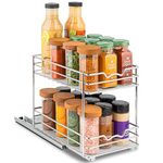 Pull Out Spice Rack Organizer for Cabinet – Heavy Duty Slide Out Double Rack 6"W For Upper Kitchen Cabinets and Pantry Closet, For Spices, Sauces, Cans etc. Requires at least 6.9” Cabinet Opening