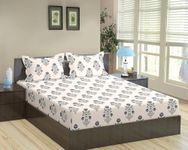 Trance Home Linen Jaipuri Design 180Tc 100% Cotton King Size Printed Bedsheet|Bedding Set of King Size Flat Bed Cover with 2 Pillow Covers(108X108 Inch|9Ft X 9Ft-Aangan Purple),180 TC