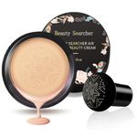 Beliky Girl CC Cream Foundation with Mushroom Head Air Cushion Full Coverage for Flawless Makeup Moisturizing Brightening Pigment Liquid Foundation, Even Skin Tone Makeup #Natural