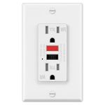 ELECTECK GFCI Outlets 15 Amp, Outdoor Weather Resistant (WR), Decor GFI Receptacles with LED Indicator, Ground Fault Circuit Interrupter, Wallplate Included, cETL Certified, Black/Red Button