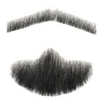 Ritzkart Fake Beard Realistic Human Hair Full Hand Tied Facial Hair Black False Beards Lace Invisible Fake Mustache for Entertainment Drama Party Movie Makeup (6 No.)